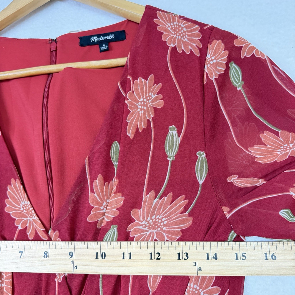 Madewell Tulip Sleeves Maxi Dress in Tall Sunflower Size 0 Red Boho - Picture 8 of 11